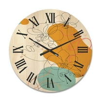 Designart 'Beautiful Woman Portrait With One Line Drawing' Modern Wood Wall Clock