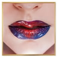 thumbnail image 1 of Designart 'Beautiful Women Lips With Red and Blue Lipstick' Modern Framed Canvas Wall Art Print, 1 of 5