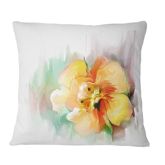 Designart Beautiful Yellow Flower Drawing - Floral Throw Pillow - 18x18