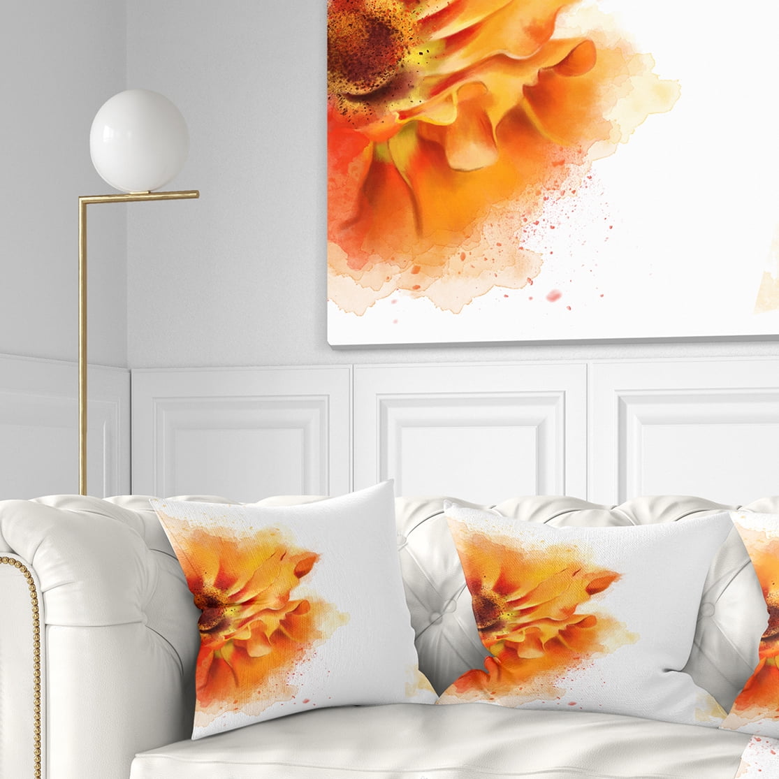 Designart Beautiful Yellow Flower Watercolor - Flowers Throw Pillowwork - 18x18