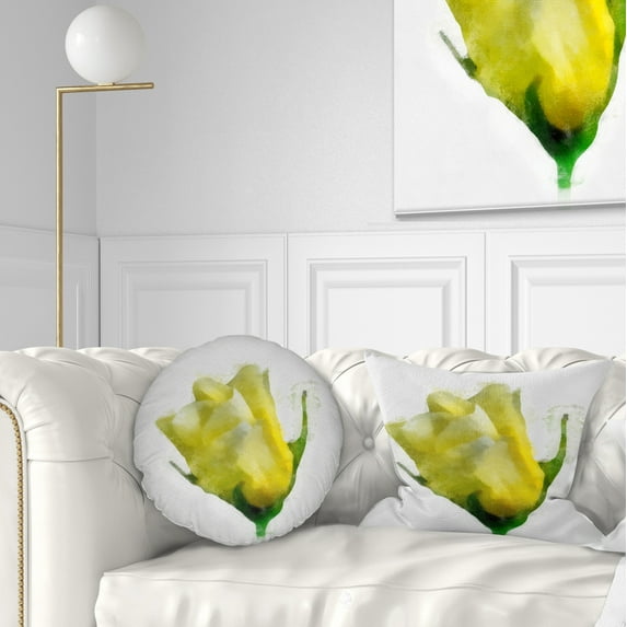 Designart Beautiful Yellow Rose Watercolor - Floral Throw Pillow - 12x20