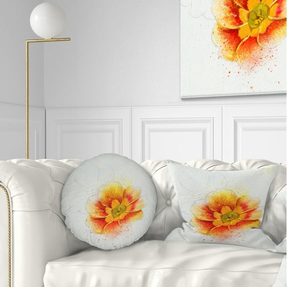 Designart Beautiful Yellow Watercolor Flower - Floral Throw Pillow - 12x20
