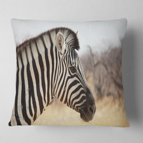 Designart Beautiful Zebra in Forest - Abstract Throw Pillow - 18x18