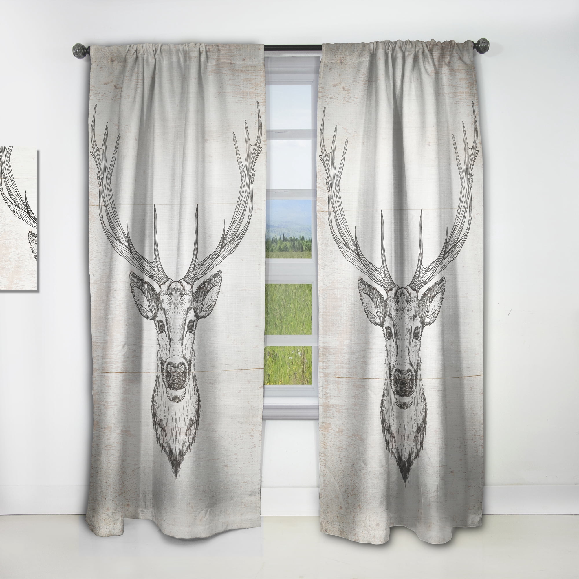 Designart 'Beautiful and Wild Deer IV' Farmhouse Curtain Panel