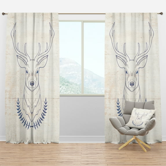 Designart 'Beautiful and Wild Deer IX' Farmhouse Curtain Panel