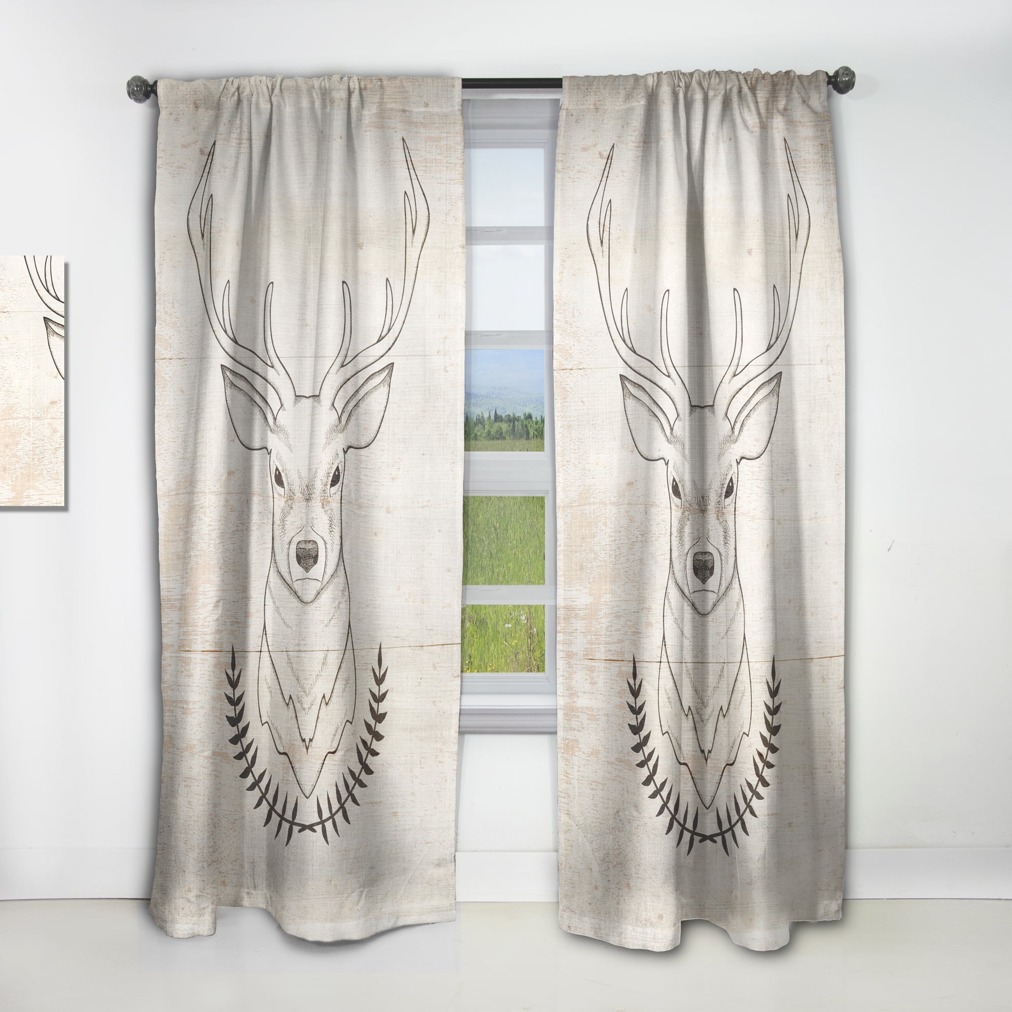 Designart 'Beautiful and Wild Deer V' Farmhouse Curtain Panel