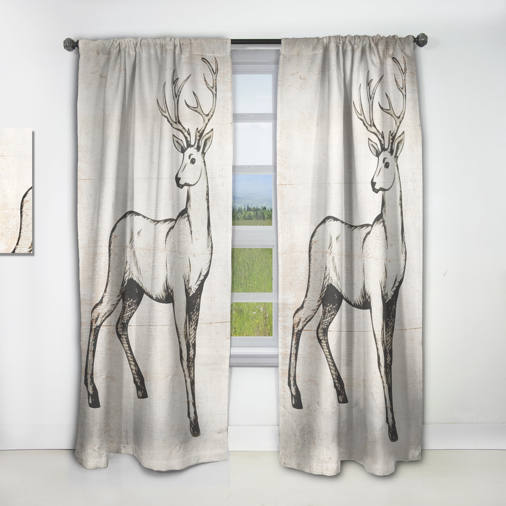 Designart 'Beautiful and Wild Deer VI' Farmhouse Curtain Panel