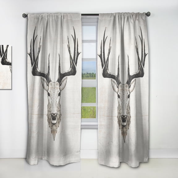 Designart 'Beautiful and Wild Deer VII' Farmhouse Curtain Panel