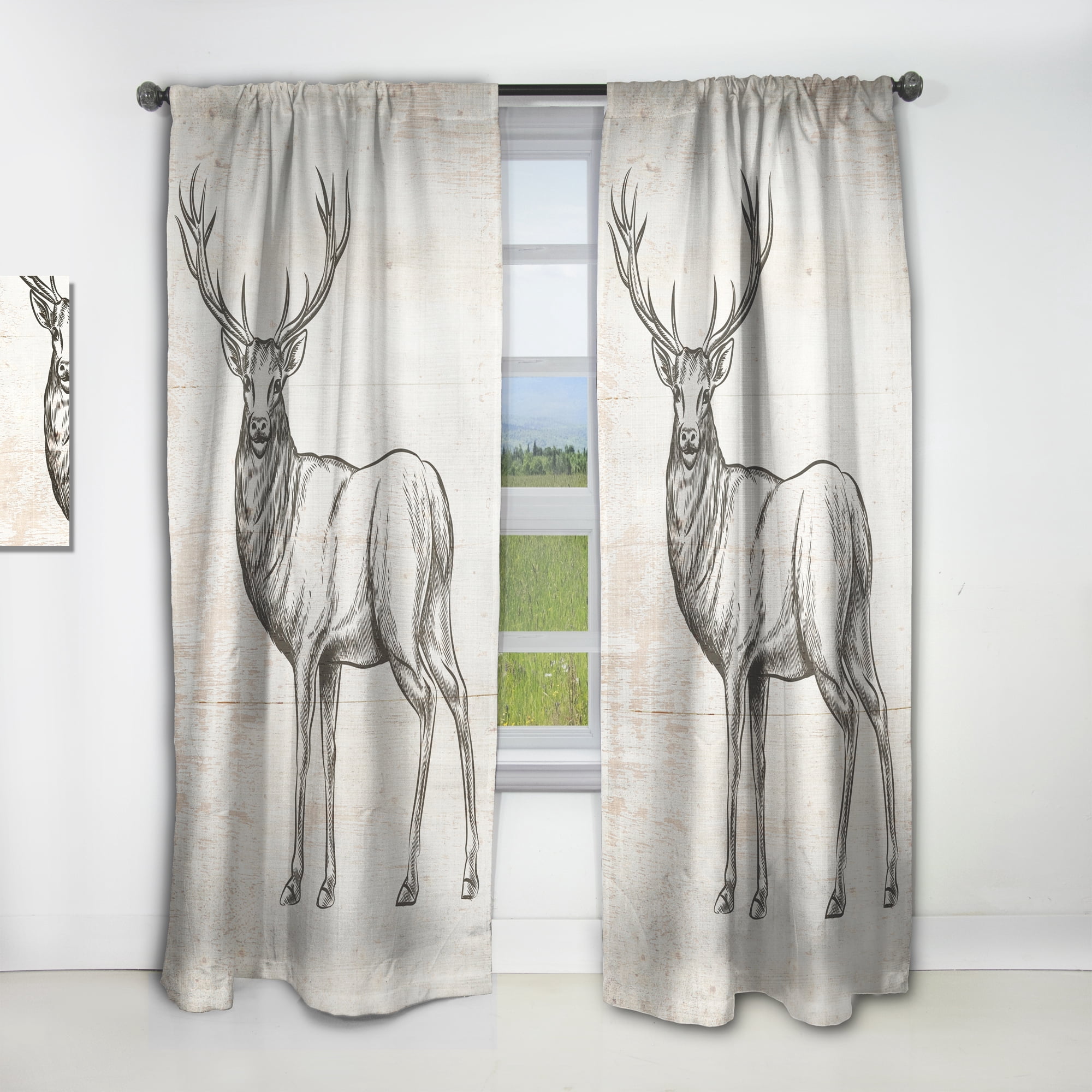 Designart 'Beautiful and Wild Deer VIII' Farmhouse Curtain Panel