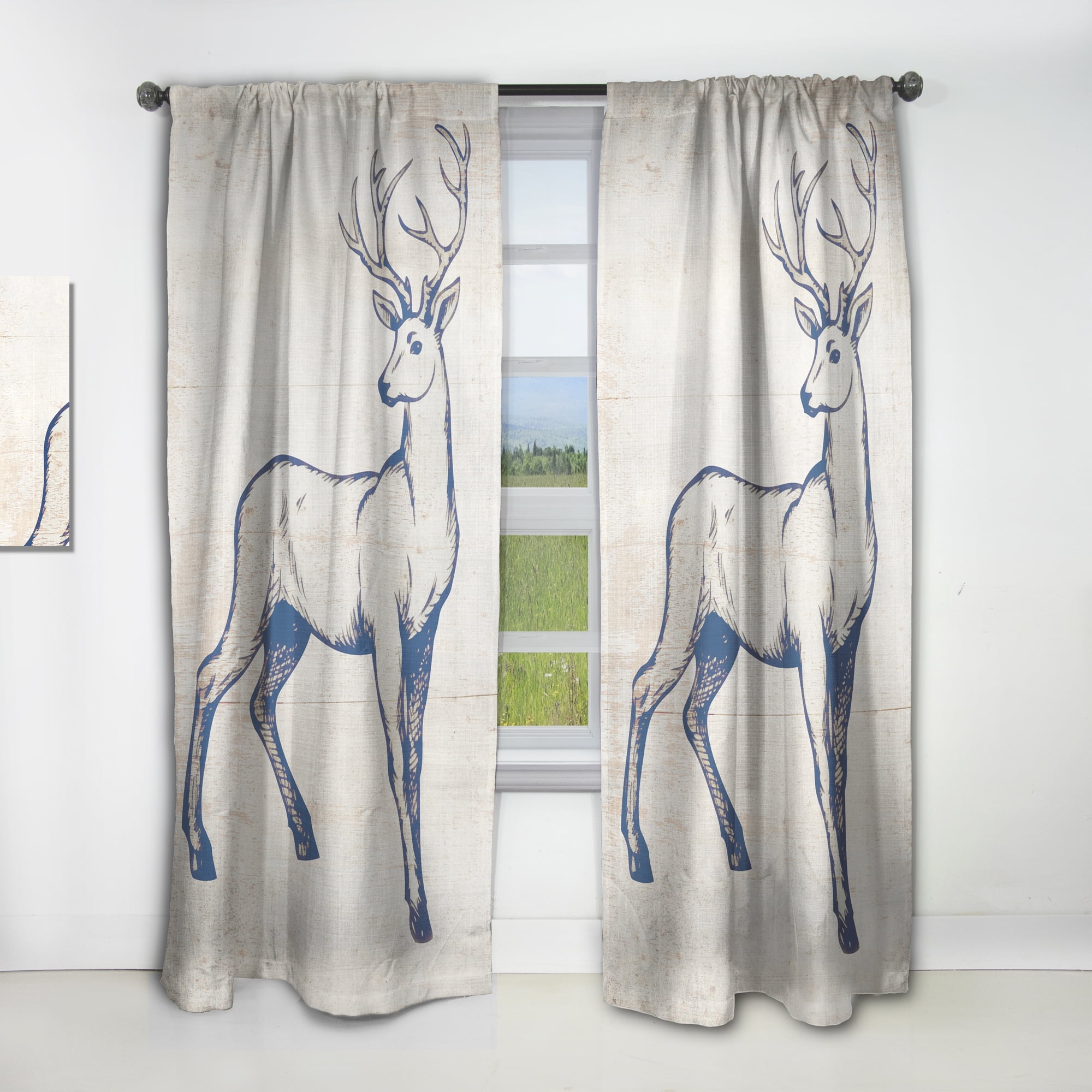 Designart 'Beautiful and Wild Deer X' Farmhouse Curtain Panel