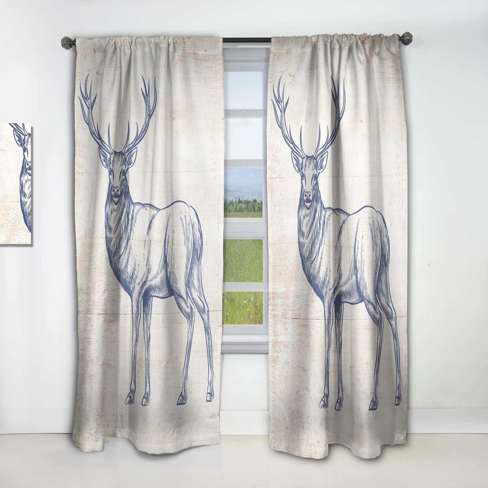 Designart 'Beautiful and Wild Deer XII' Farmhouse Curtain Panel