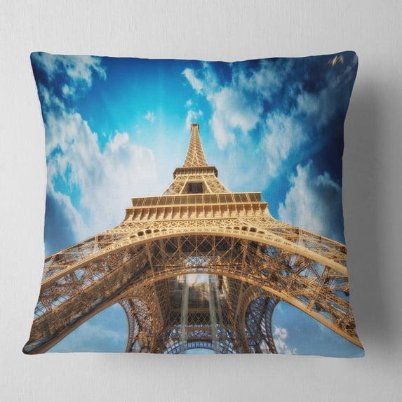 Designart Beautiful view of Paris Paris Eiffel Towerin Paris - Cityscape Throw Pillow - 18x18