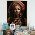 thumbnail image 1 of Designart "Beauty Adorned in Africa I" African Floater Framed Wall Art Living Room, 1 of 7