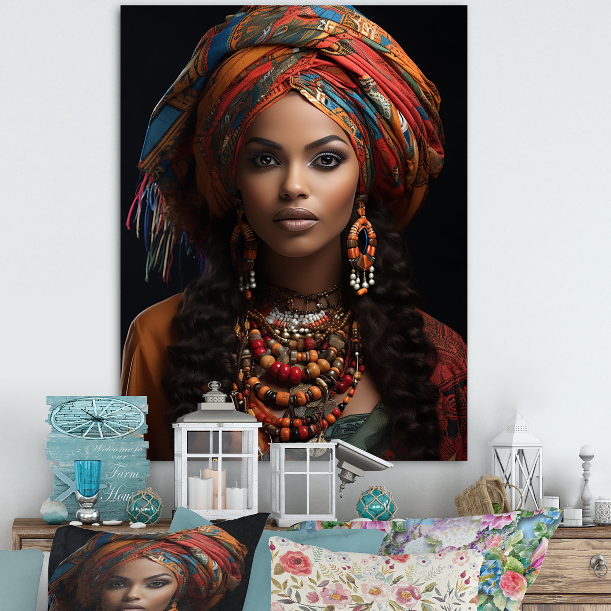 Designart "Beauty Adorned in Africa I" African Wall Art Living Room