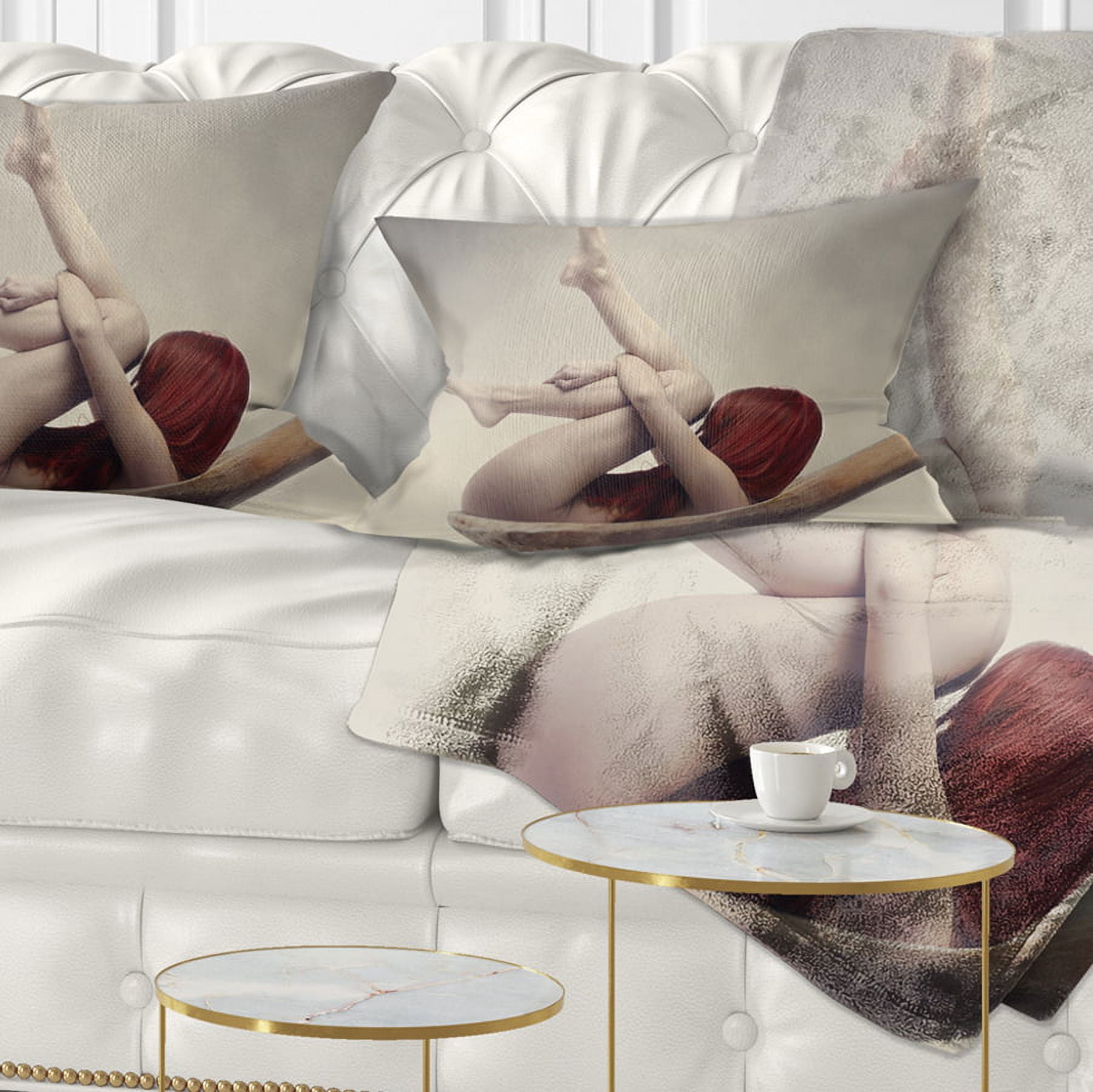 Designart Beauty Bath - Contemporary Throw Pillow - 12x20