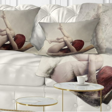 Designart Beauty Bath - Contemporary Throw Pillow - 12x20