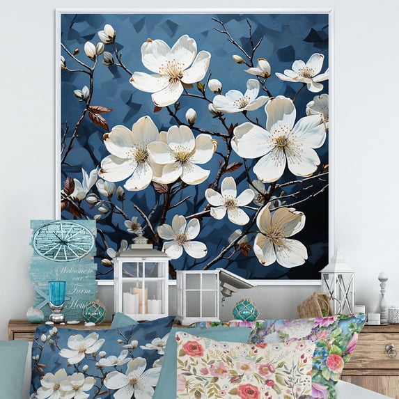 Designart "Beauty In Dogwood Whispers IV" Dogwood Floater Framed Canvas Prints