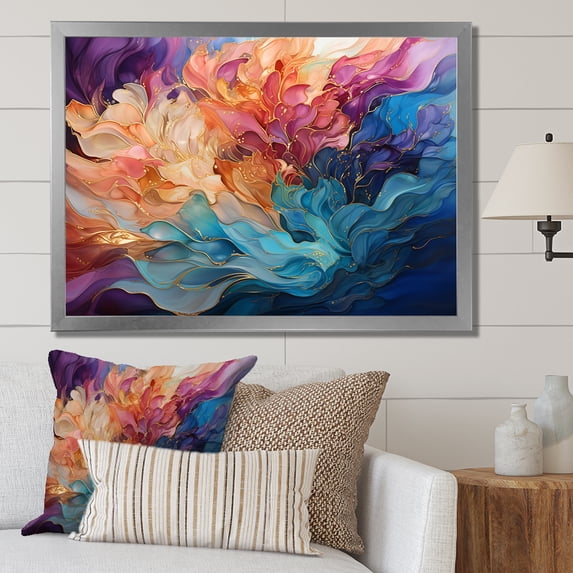 Designart "Beauty In Liquid Aurora Borealis Charm IV" Aurora Borealis Picture Framed Canvas Prints