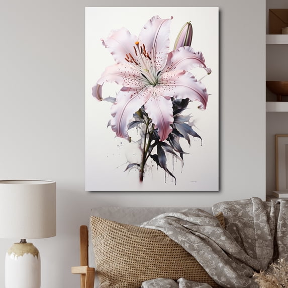 Designart "Beauty in Glimmering Hibiscus I" Floral Canvas Wall Art