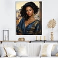 thumbnail image 1 of Designart "Beauty of Woman in Blue Barcelona" Fashion Canvas Wall Art - Glam Blue Woman Entryway Wall Art Print, 1 of 6
