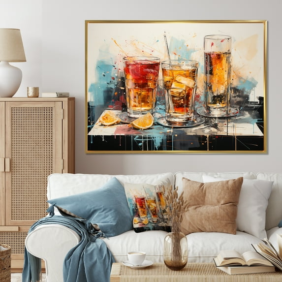 Designart "Beer Representation Colorfuled Acrylic II" Food & Beverage Floater Framed Wall Decor