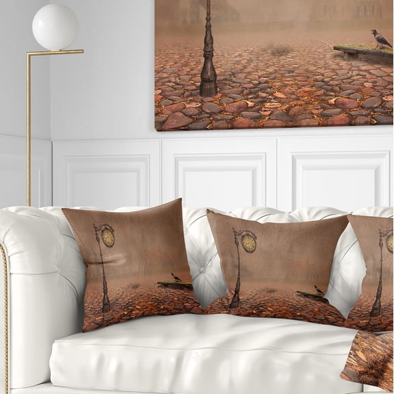 Designart Behind Old Time Landscape - Photography Throw Pillow - 16x16