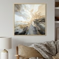 thumbnail image 1 of Designart "Beige And Black Lightning Explosion In Liquid Art" Lightning Floater Framed Wall Art Prints, 1 of 5