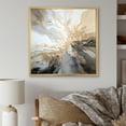 thumbnail image 1 of Designart "Beige And Black Lightning Explosion In Liquid Art" Lightning Floater Framed Wall Art Prints, 1 of 5