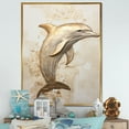 thumbnail image 1 of Designart "Beige And Gold Delightful Dolphins II" Animals Dolphin Floater Framed Canvas Wall Art, 1 of 5