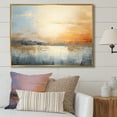 thumbnail image 1 of Designart "Beige And Gold Sunset Calm" Landscape Sunset Floater Framed Wall Art Living Room, 1 of 5