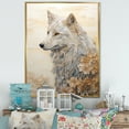 thumbnail image 1 of Designart "Beige And Gold Wolf Delight" Animals Wolf Floater Framed Wall Art Prints, 1 of 5