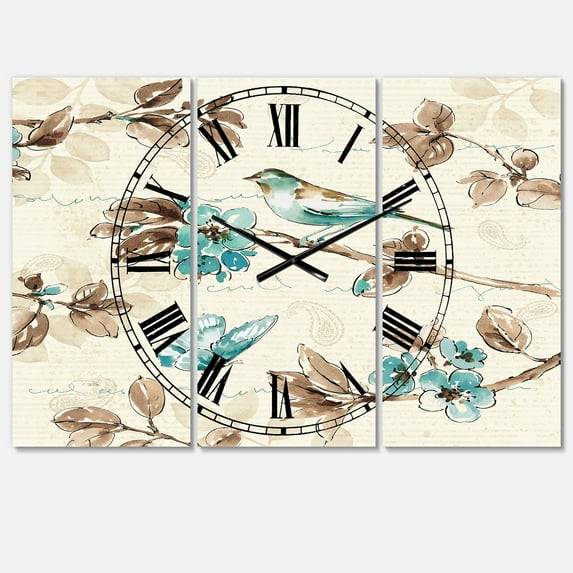 Designart 'Beige Bird Wings' Traditional Wall Clock