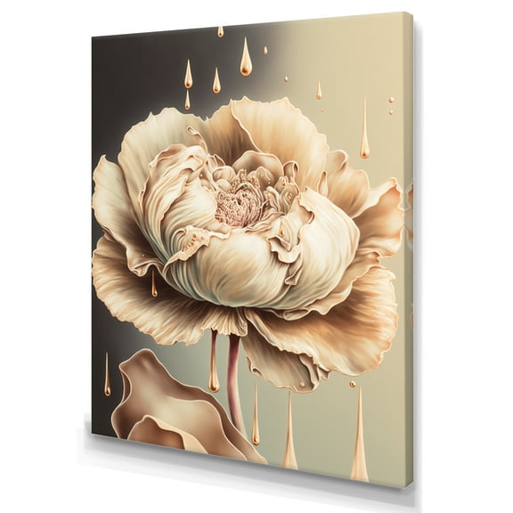 Designart Beige Blooming Rose II Canvas Wall Art