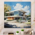 thumbnail image 1 of Designart "Beige Blue Mid Century Architectural gracefulness" Mid-century Canvas Print, 1 of 5