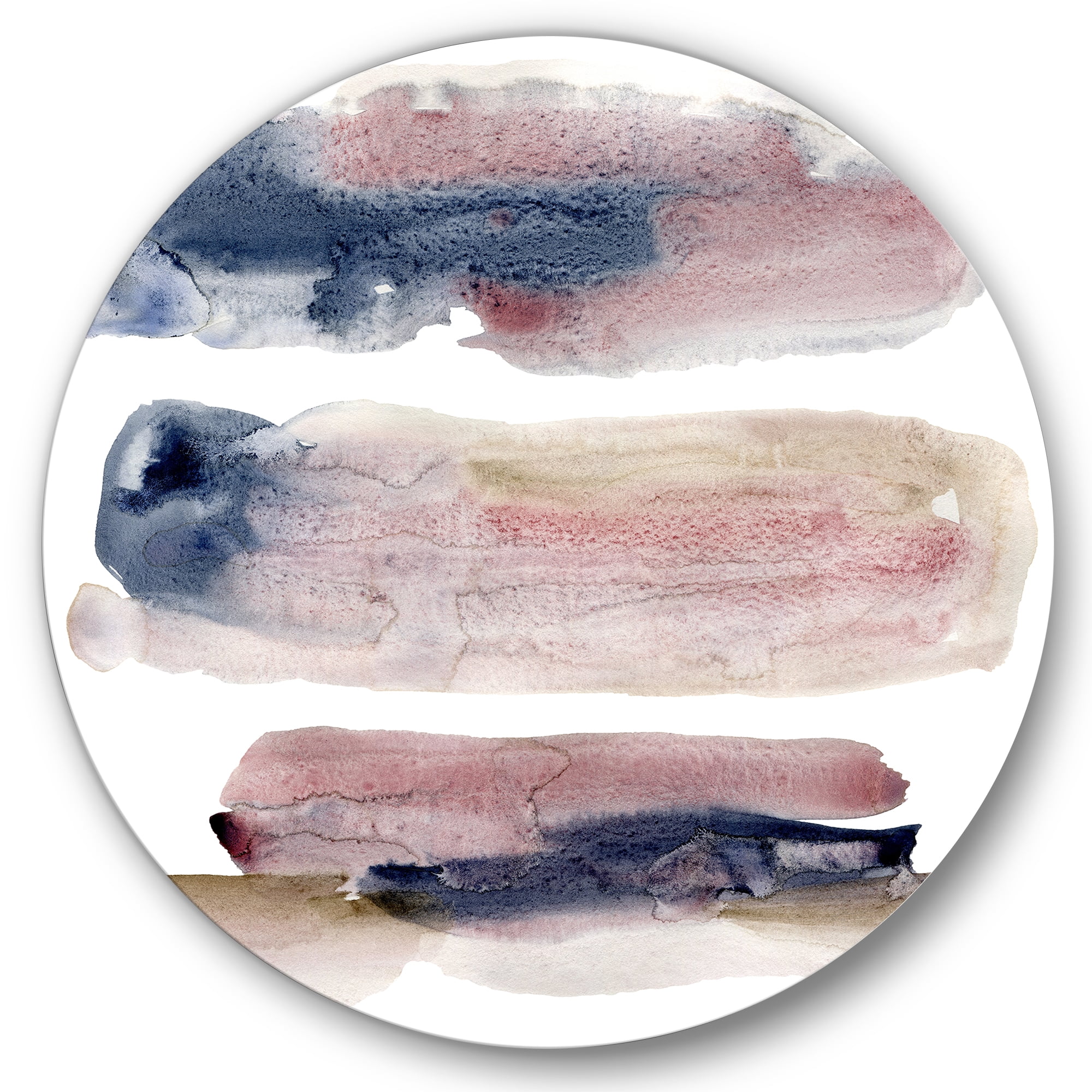 Designart 'Beige Blue and Pink Clouds' Modern Circle Metal Wall Art 23x23 - Disc of 23