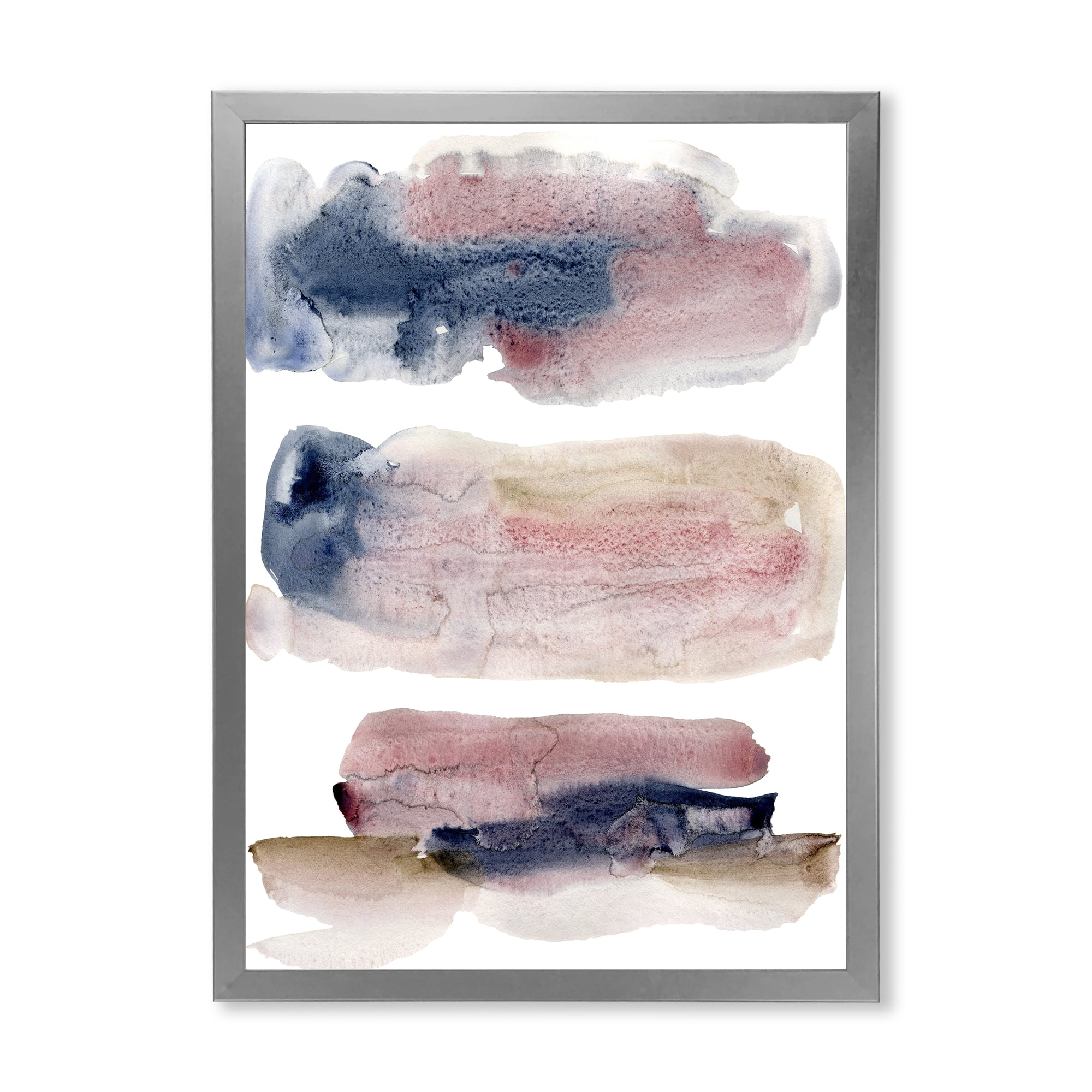 Designart 'Beige Blue and Pink Clouds' Modern Framed Art Print