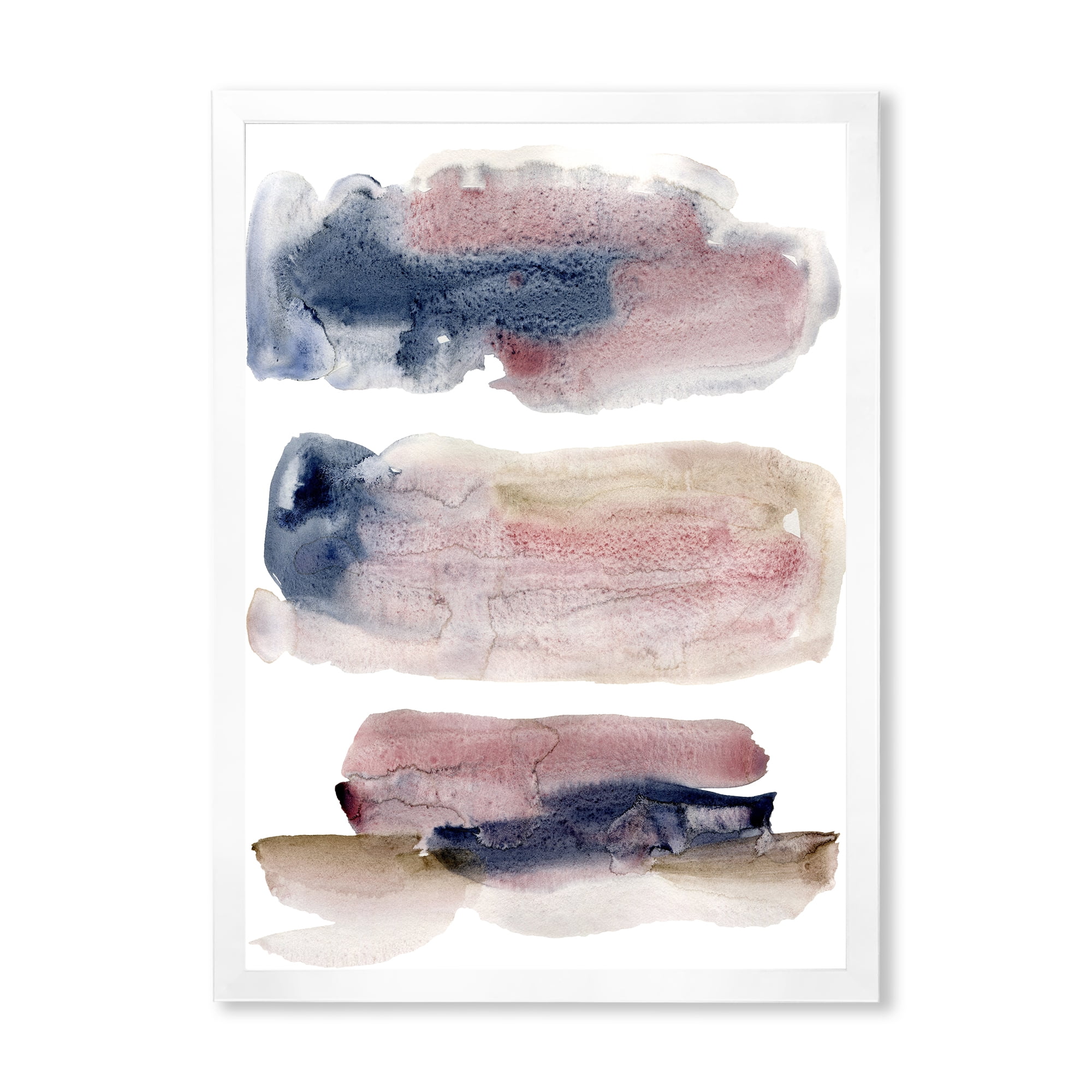 Designart 'Beige Blue and Pink Clouds' Modern Framed Art Print