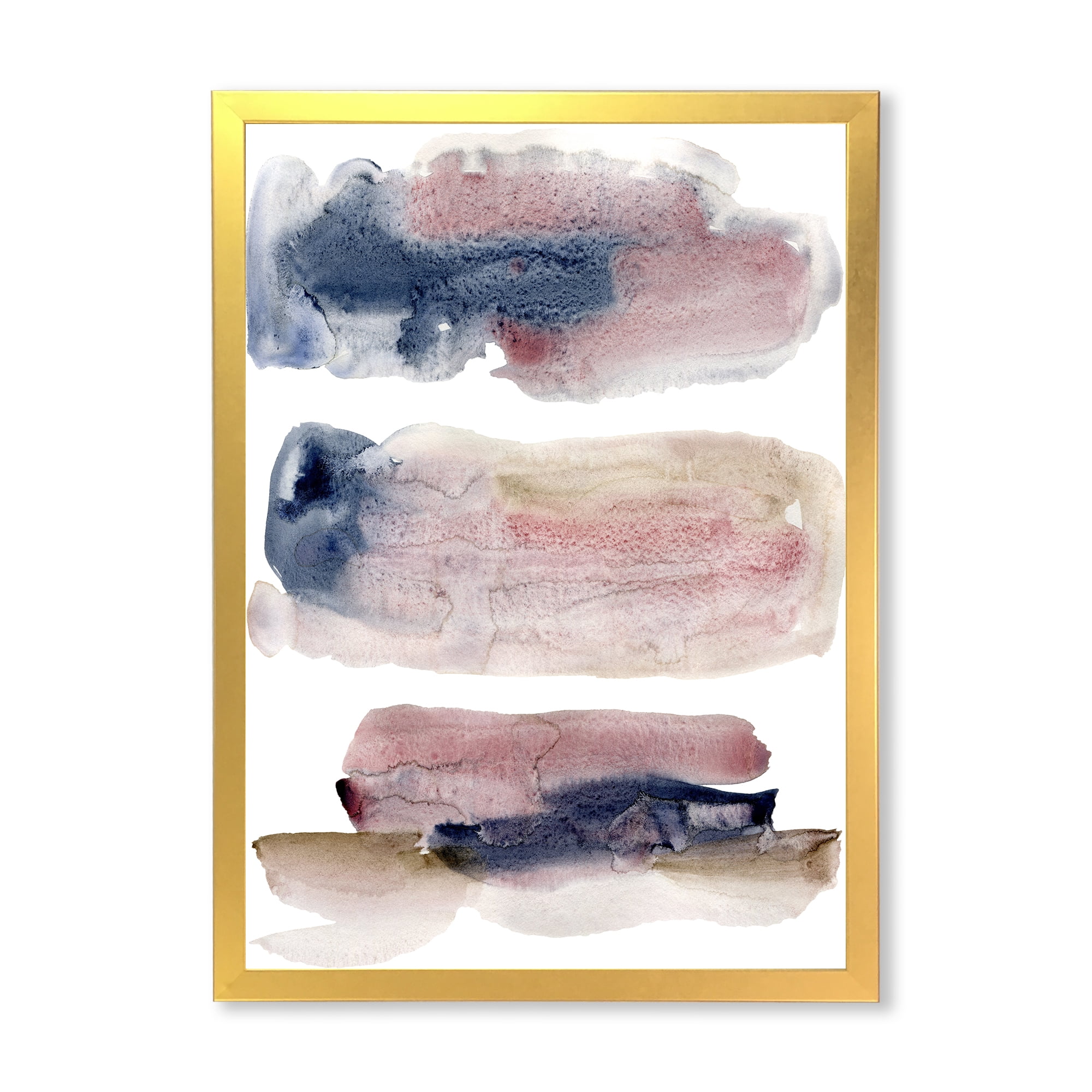 Designart 'Beige Blue and Pink Clouds' Modern Framed Art Print