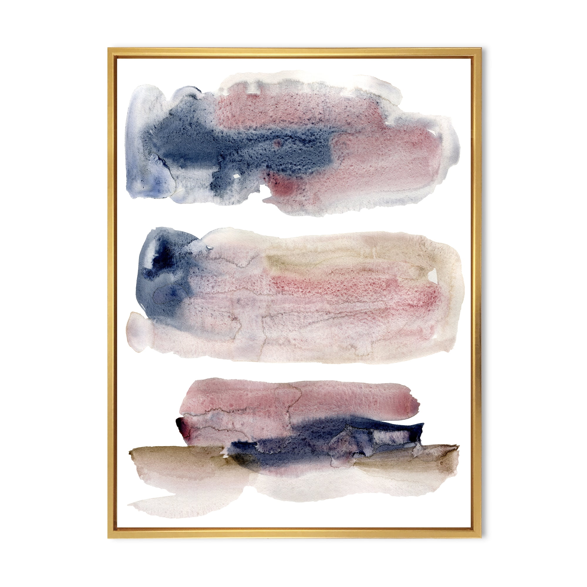 Designart 'Beige Blue and Pink Clouds' Modern Framed Canvas Wall Art Print