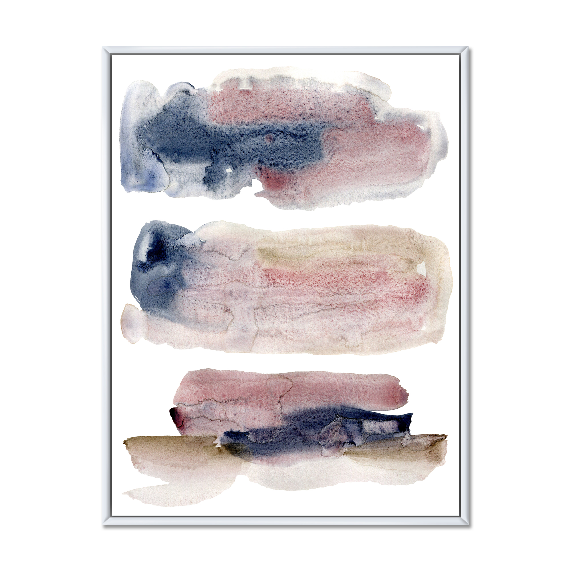Designart 'Beige Blue and Pink Clouds' Modern Framed Canvas Wall Art Print