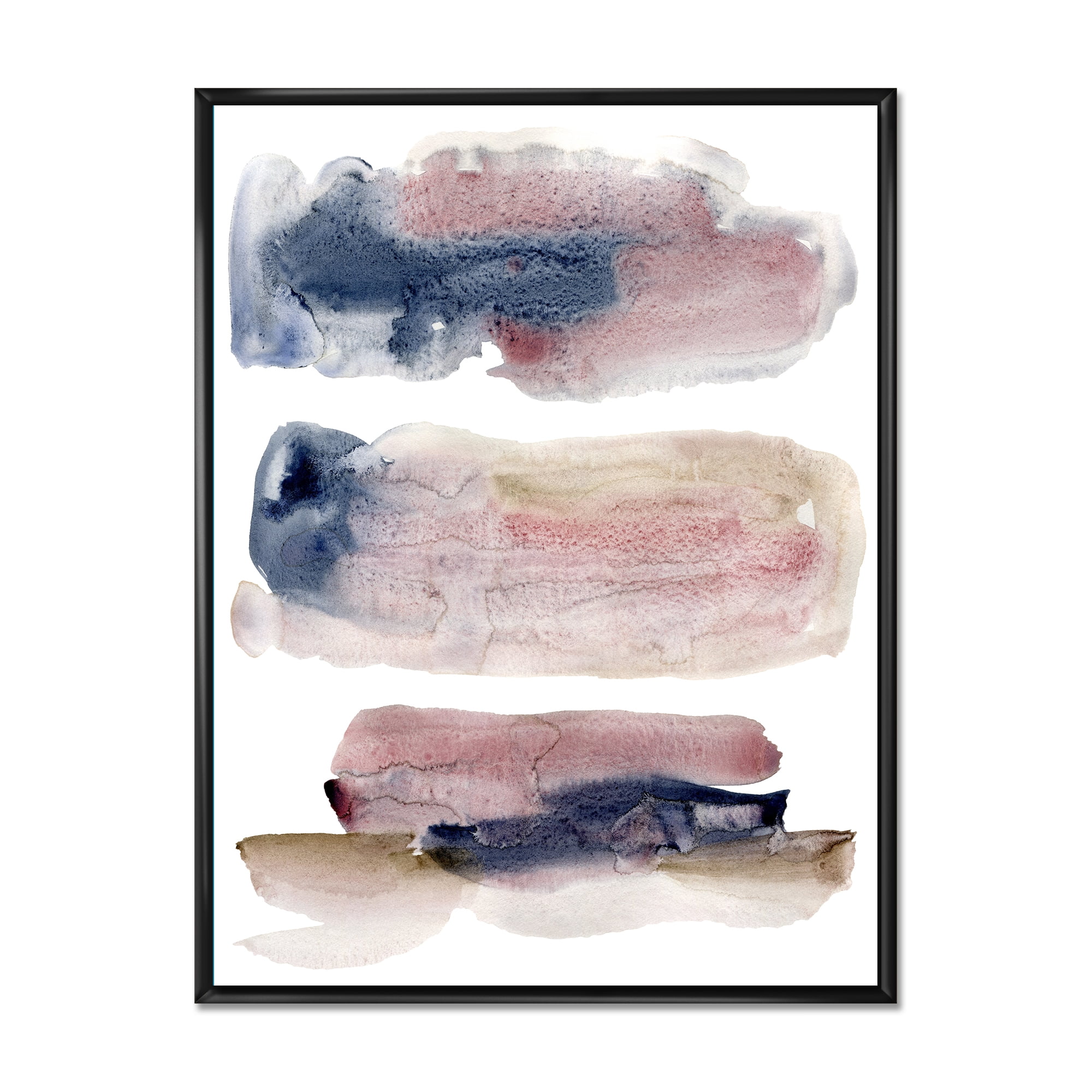 Designart 'Beige Blue and Pink Clouds' Modern Framed Canvas Wall Art Print