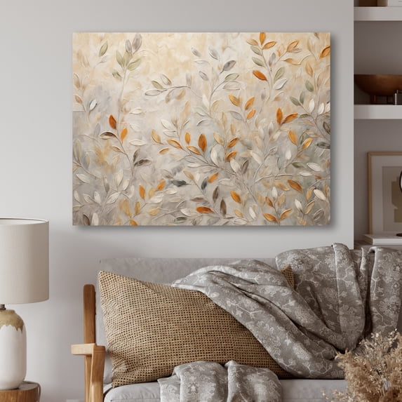 Designart "Beige Botanical Expressions I" Abstract Botanicals Metal Wall Decor