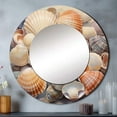 thumbnail image 1 of Designart "Beige Clam Seashell Euphony III" Clam Rund Mirror For Wall Decor - Large Beige Round Printed Mirror - Coastal Round Mirror 23" x 23" Inch, 1 of 5