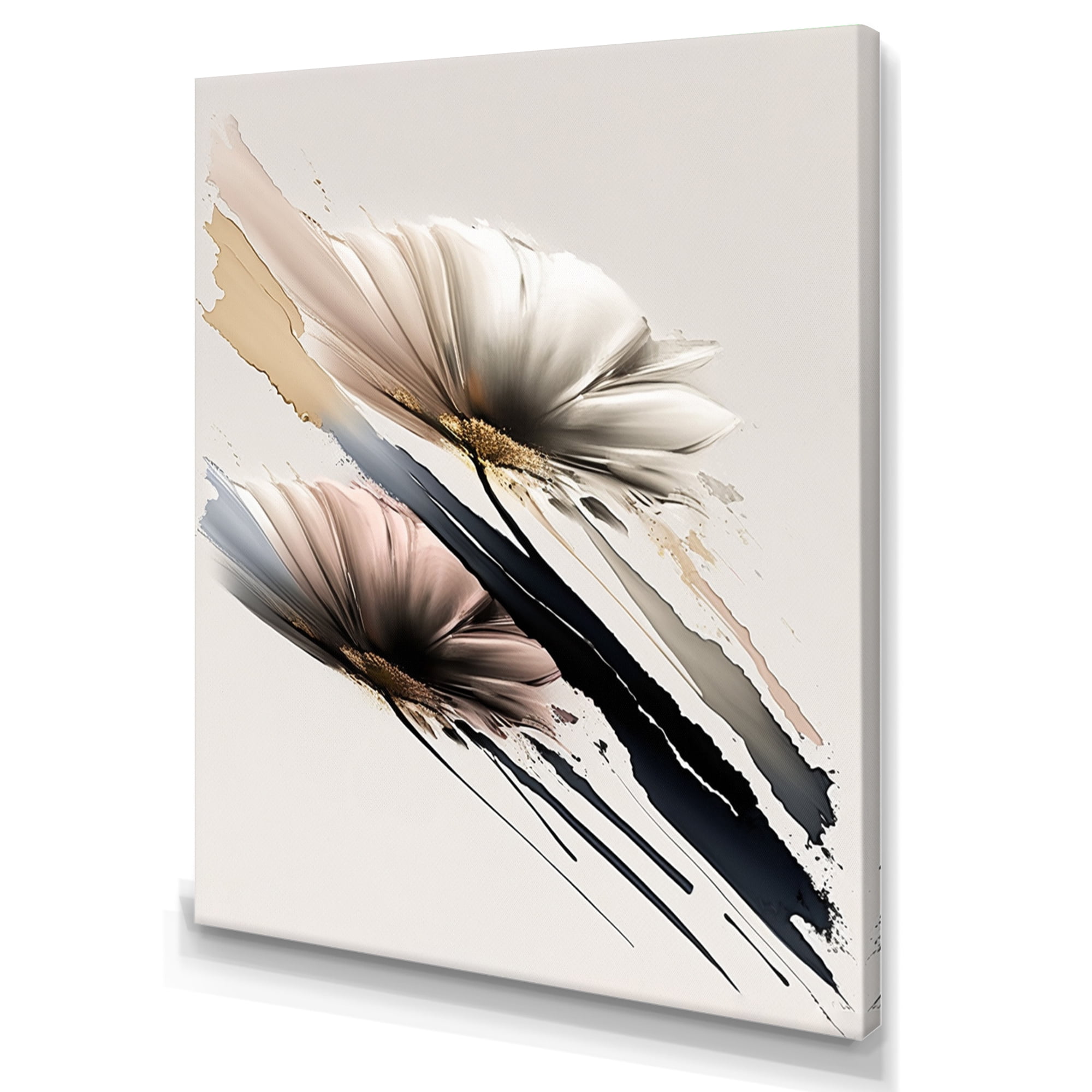 Designart Beige Gerber Flowers Hyperrealistic I Canvas Wall Art