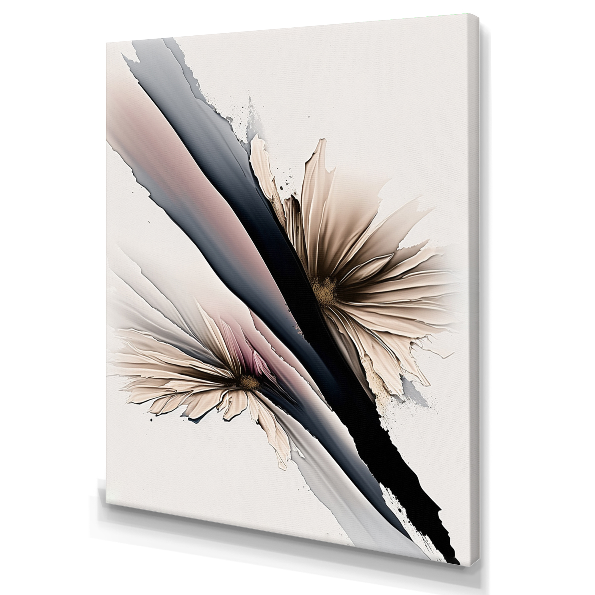 Designart Beige Gerbera Hyperrealistic Flowers III Canvas Wall Art