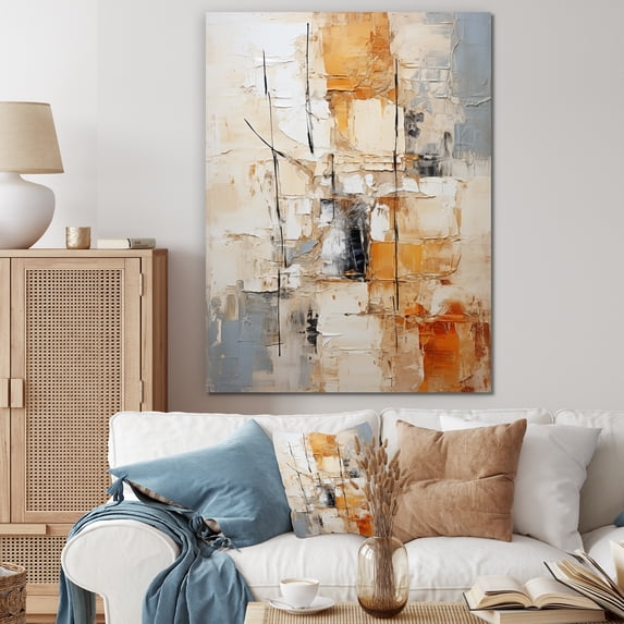 Designart "Beige Grey Geometric composition I" Abstract Wall Decor
