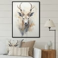 thumbnail image 1 of Designart "Beige Ibex In Minimalist Antelope" Animals Antelope Floater Framed Wall Art Living Room, 1 of 5