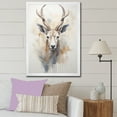 thumbnail image 1 of Designart "Beige Ibex In Minimalist Antelope" Animals Antelope Picture Framed Wall Art Living Room, 1 of 5