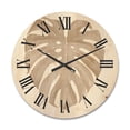 thumbnail image 1 of Designart 'Beige Ivory Pastel Monstera Heart Shaped Tropical Leaf' Traditional Wood Wall Clock, 1 of 5
