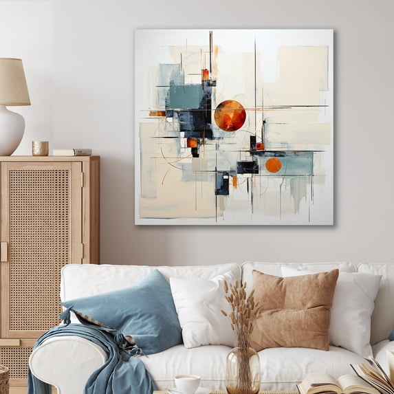 Designart "Beige Minimalist Collage III" Abstract Collages Canvas Art Print